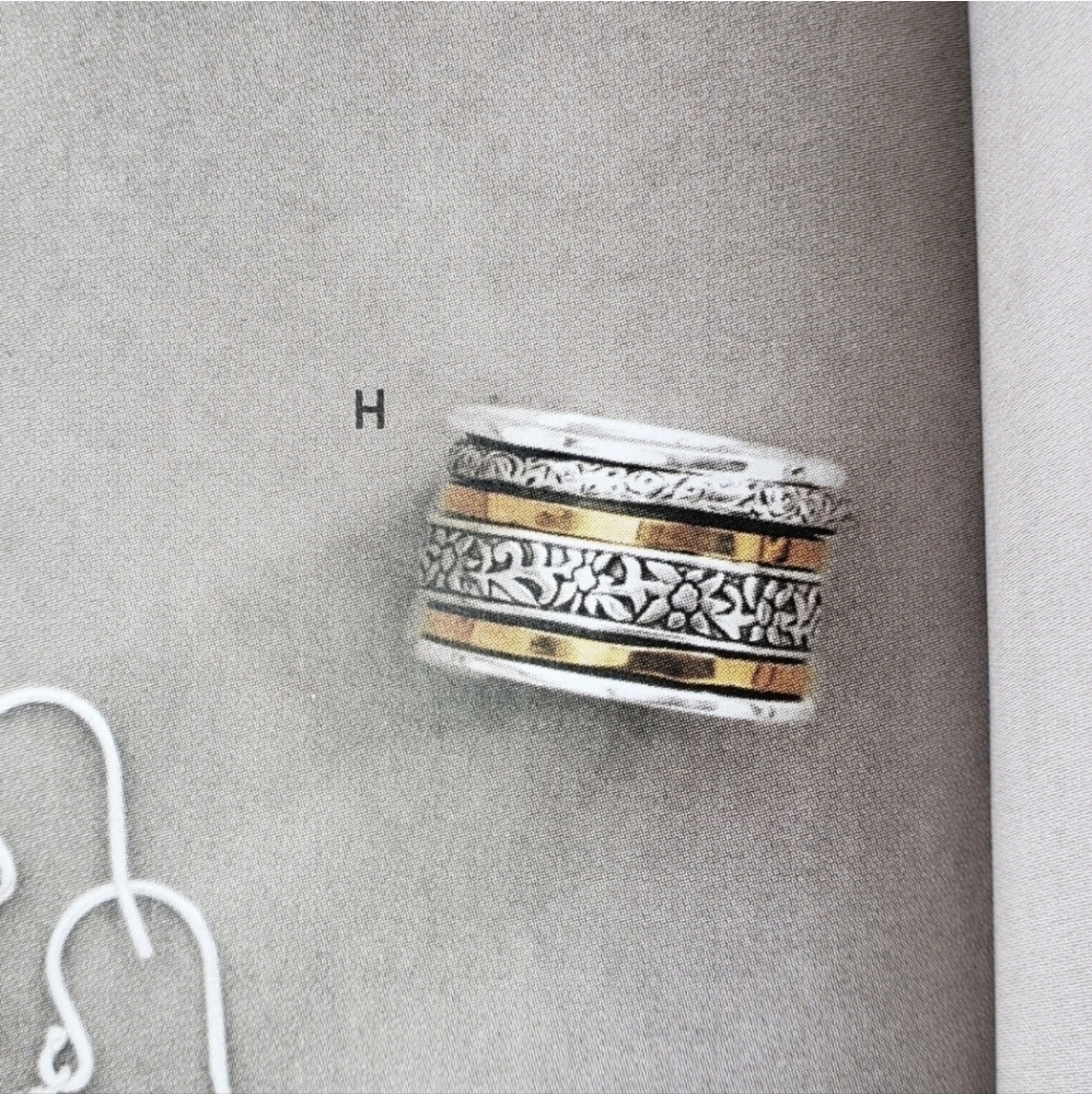 Silpada Sterling Silver Brass Spinner Etched Cuff Ring R2293 Size 6.25